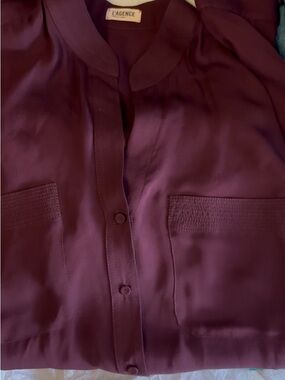 L'AGENCE Silk Button-Down Blouse wine-burgundy 0 EUC!